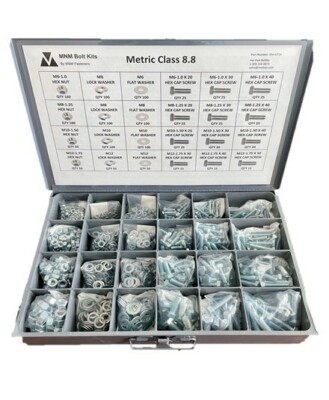 1,260 piece Metric Class 8.8 Nut Bolt & Washer Assortment - M6 M8 M10 M12
