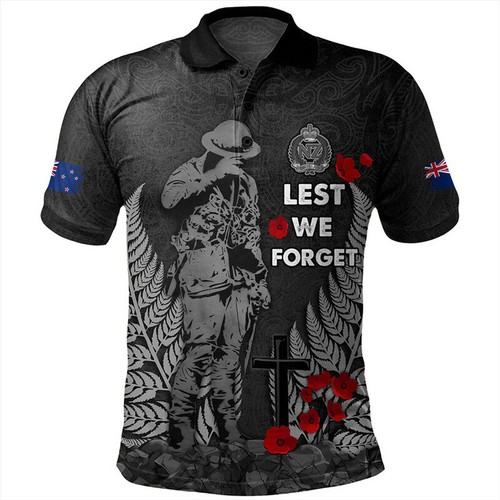 Men Lest We Forget ANZAC Day Polo T-Shirt New Zealand Flag Short Sleeve Tee Tops - Picture 6 of 21