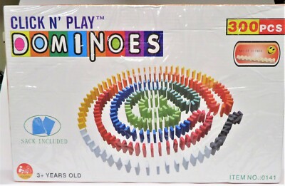 NEW Click N' Play 300-piece Wooden Domino Blocks Racing Toy, Stacking Blocks- 3+