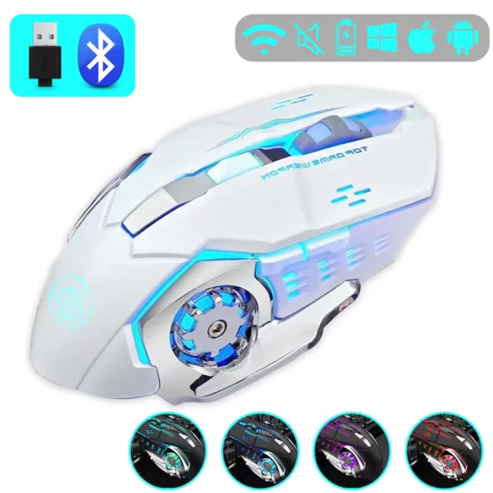 2.4G Wireless Gaming Mouse RGB Backlight with Bluetooth Rechargeable Mouse - Image 4 of 4