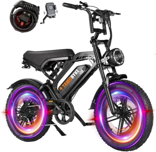 Tamobyke 20" Fat Tire Electric Bike 30mph 1500W 48V 15.6Ah Mountain Ebike Adults