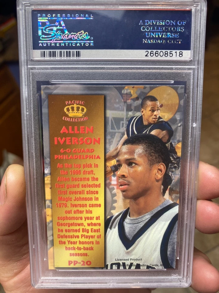~ "MASTERPIECE" 流行 1 PSA 10 新秀 ALLEN IVERSON 太平洋力量金箔 1996 — 第 2/4 张图片