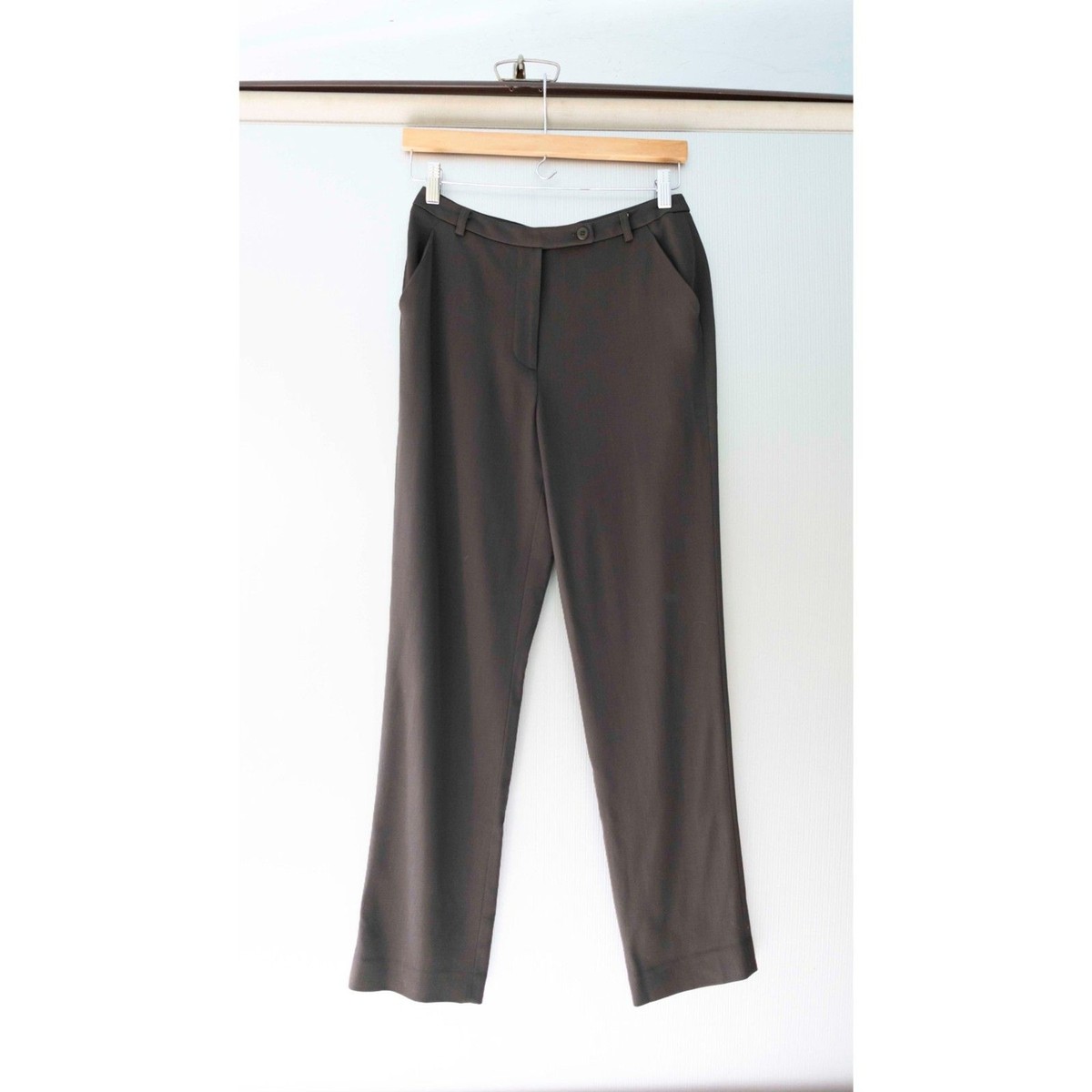 Emanuel Ungaro Brown Straight Leg Chino Flat Front Dress Pants Petite Size 6