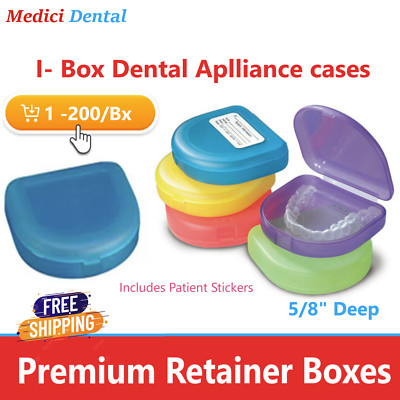 Dental Retainer Box Denture Storage Case Mouthguard Container 1'' Set Upto 300/Cs