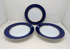 Cobalt Blue Cathy Hardwick For Mikasa 2 Rimmed Bowls & 1 Salad Plate Porcelain  