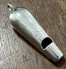 Antique Sterling Silver Pendant Whistle Hallmarks Rubbed Engraved G.R.L 1902