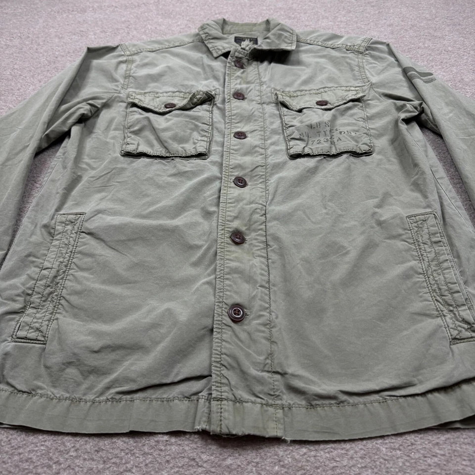 Vintage Y2K Lucky Brand Jacket Men's Size S Green Chore Military Logo Casual - Image 4 of 4