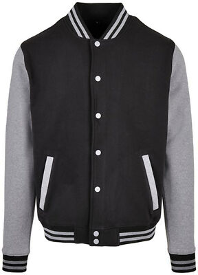 Klassische »VARSITY JACKET« Retro BASEBALL JACKE Unisex - Blk/L.Grey Rockabilly