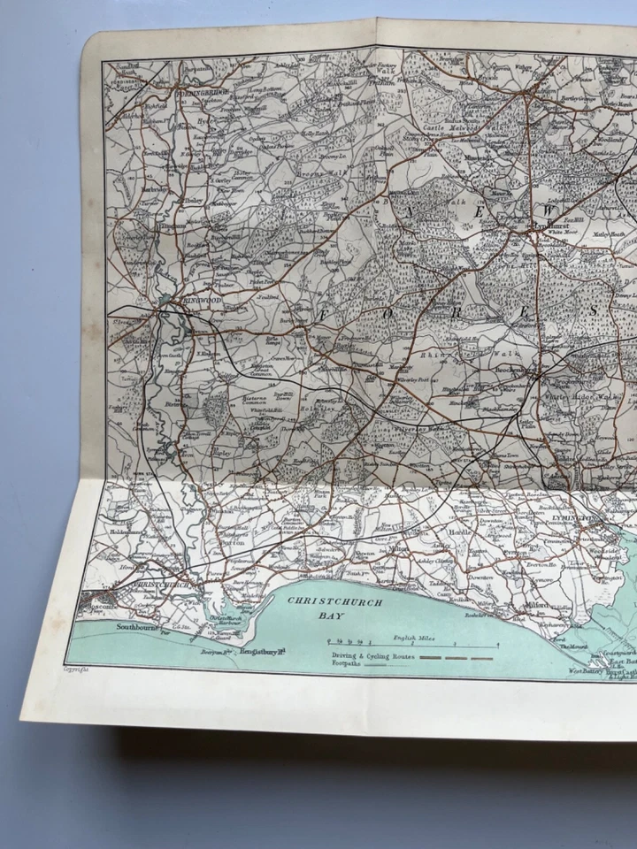 Mapa antiguo de Christchurch a Southampton Inglaterra 1914 Foto 2 de 3