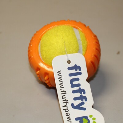 Tennis Ball In Textured Orange Chew Toy Dog Activity Dental Non-Toxic Material