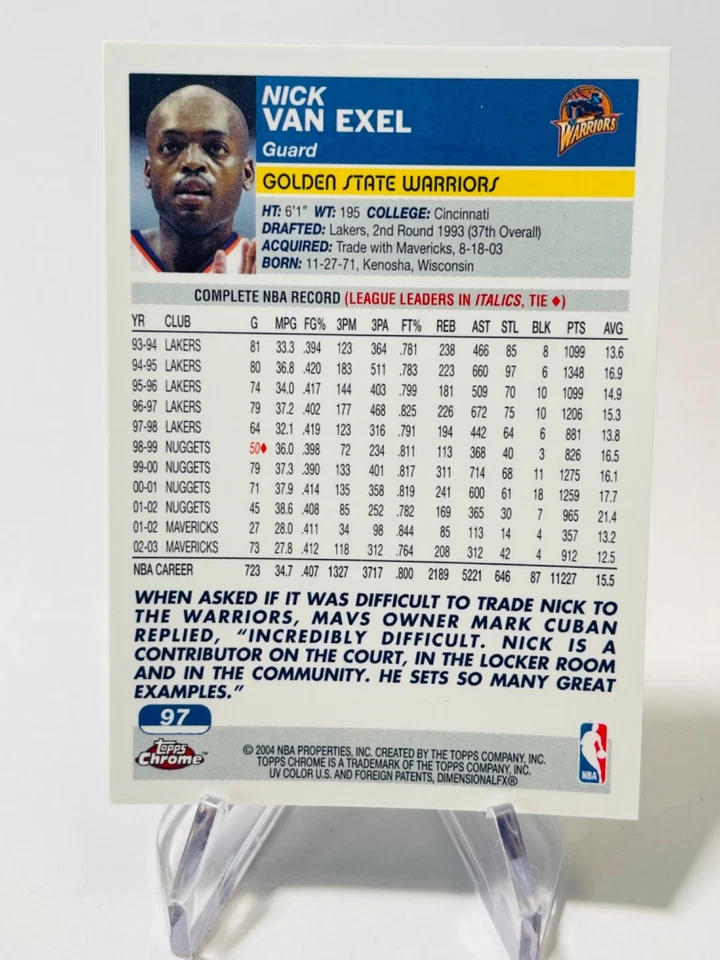 NICK VAN EXEL 2003-04 Topps Chrome #97 Warriors - Image 2 of 2