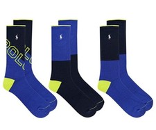 Polo Ralph Lauren Tonal Bright Crew Socks 3pk   Assorted Color Size 10-13 