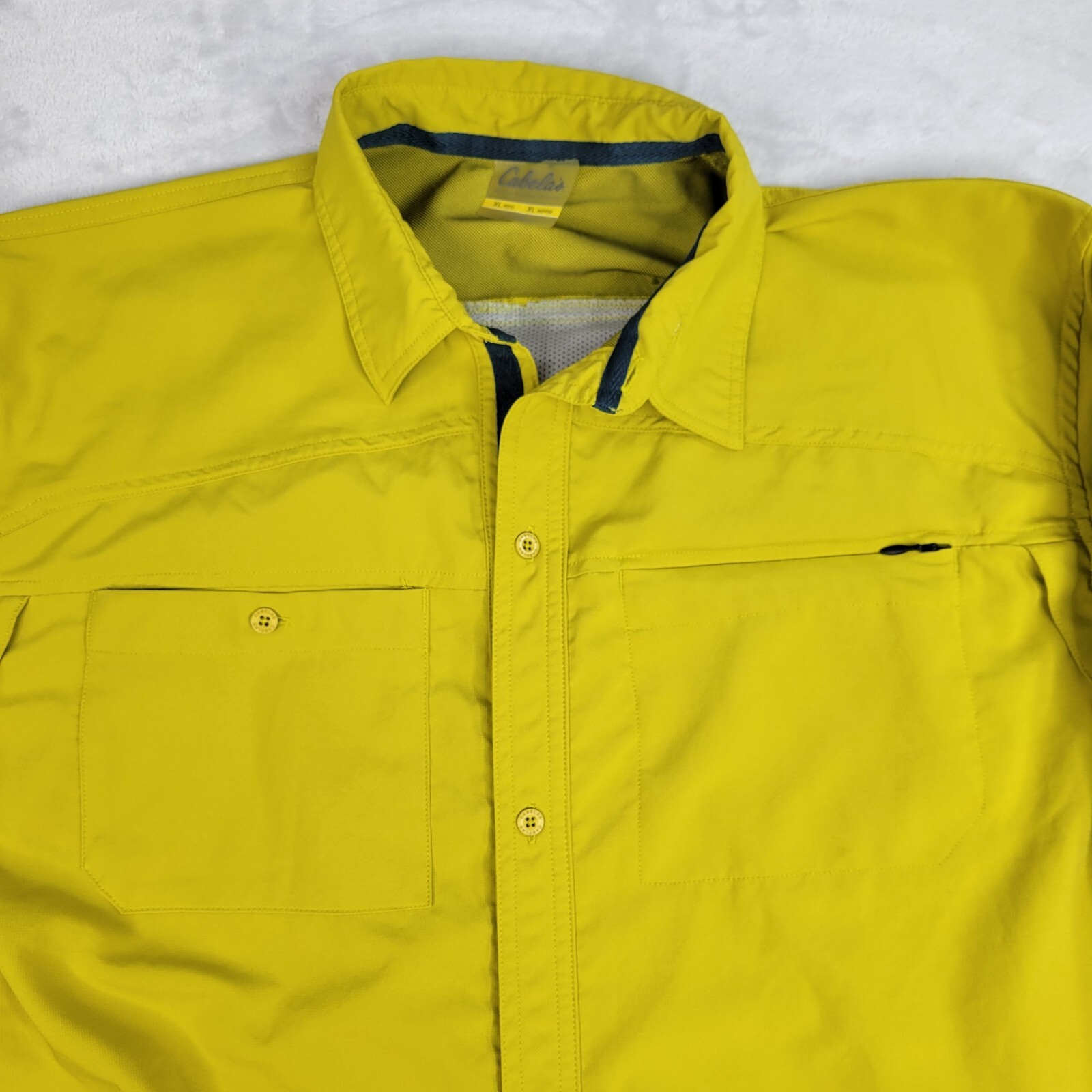 Cabelas Fishing Shirt Men Extra Large Yellow Guide We… Gem