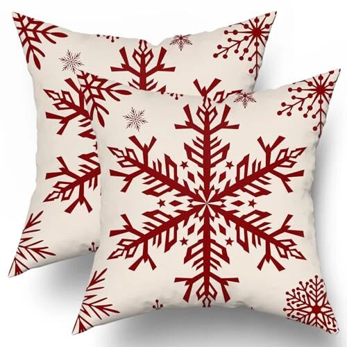 Red snowflake pillows sale
