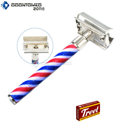 Traditional Double Edge Shaving Safety Razor + 5 Blades Men Gift BTS-194