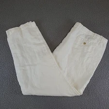 Paul Frederick Pants Mens 38x28 Linen Pants Short Ivory Cream Off White
