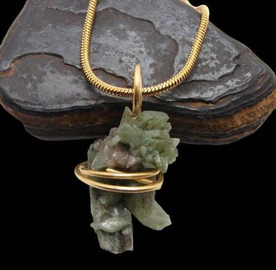 Green Heulandite Crystal Necklace Zeolite Crystal Handmade Crystal Jewelry #15