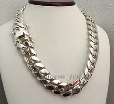 Solid 925 Sterling Silver 20mm Miami Cuban Chain 26   450  500g Men  s Necklace