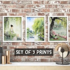 Japandi Style Wall Art Set Of 3 Prints Oriental Landscape Pictures Japanese Art