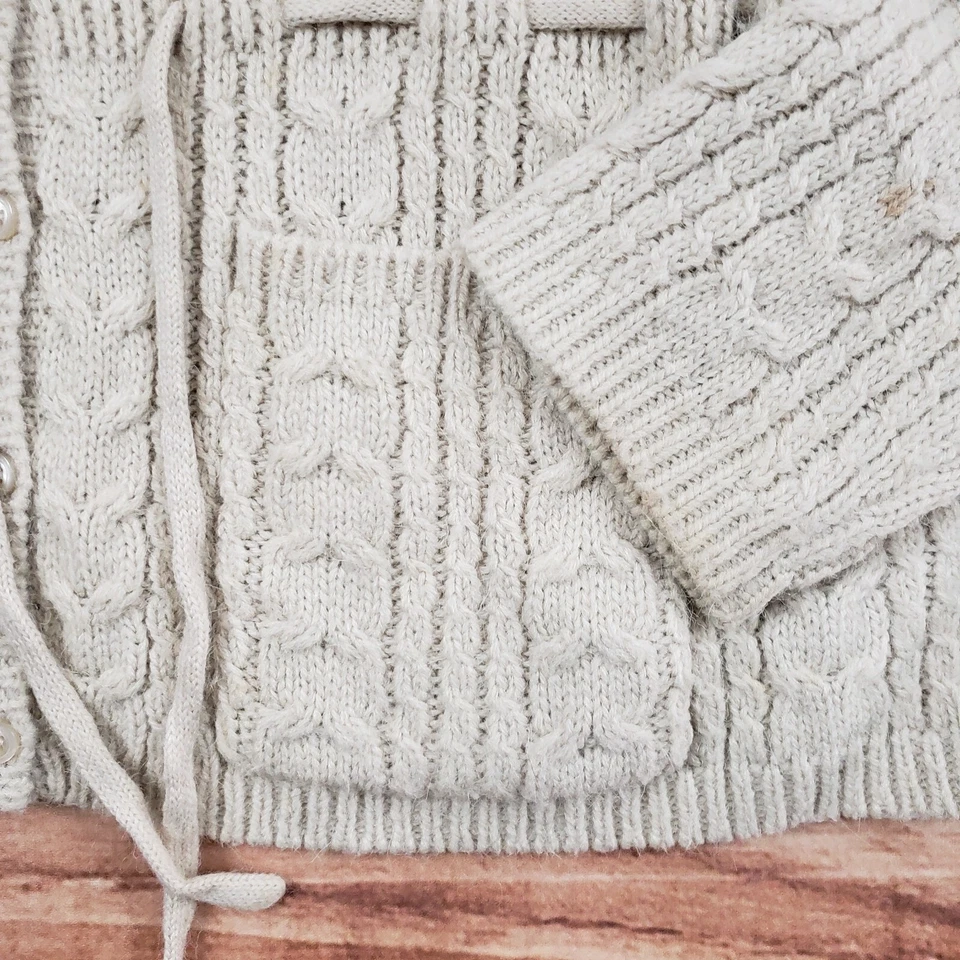 Suéter H&M Mujer Grande Beige Cárdigan Tejido Botón Frontal Cable Bolsillos Damas Foto 3 de 4