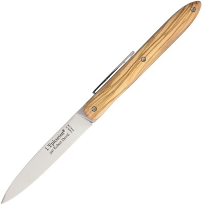 Robert David Epicurien Knife 3.5'' 12C27 Sandvik Steel Blade Olive Wood Handle