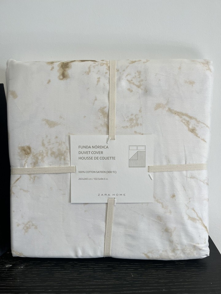 Zara home duvet cover cream super king size 260x240 cm marble 100