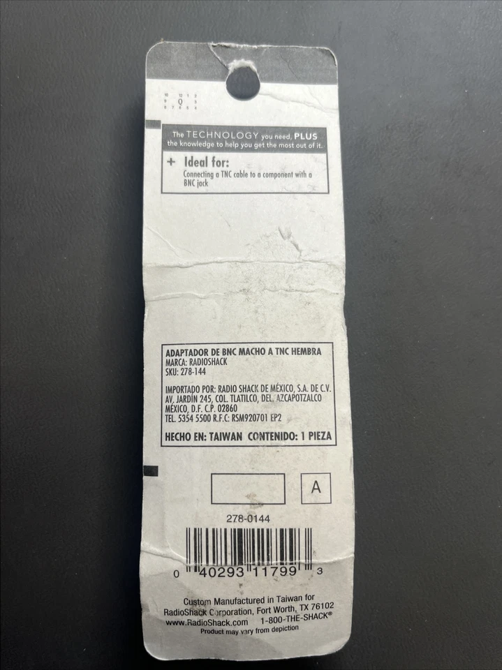 1 Each ~ RadioShack ~ TNC Female to BNC Male Adapter ~ 278-0144 - Image 2 of 2