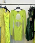 SER.O.YA Knit Bodycon Cut Out Mini Club Dress Lime Green Long Sleeve Sexy Small