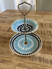 Groovy! VTG MCM Modern Mosaic Styson Tier Graduated Serving Stand 8” JAPAN READ