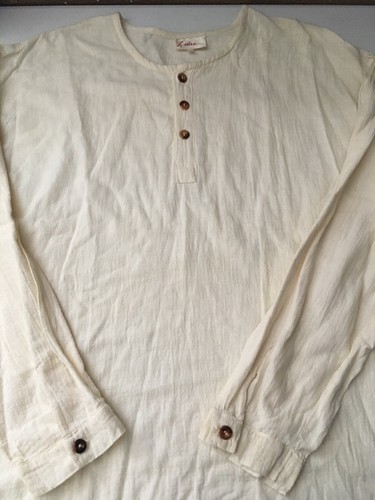 LUISA WOMENS LONG SLEEVE TUNIC TOP Natural WOOD BUTTONS L - Picture 10 of 12