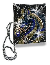 HANDBAG EXPRESS BLACK+STUDS,COLORED RHINESTONES HORSE PETITE CROSSBODY,PURSE,BAG