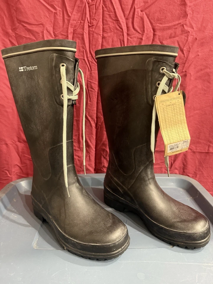 BOTAS MUJER TRETORN SOFIERO LLUVIA NEGRAS GOMA TALLA EU 39 US 8 Nuevas con Etiquetas Foto 3 de 4