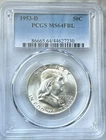 1953-D 50c PCGS MS64 FBL Franklin Silver Half Dollar Good Strike & Nice Coin
