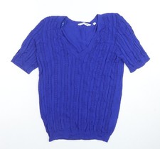 NAF NAF Women’s Blue Knit V-Neck Short Sleeve Blouse Size L