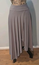 Survival Women's Taupe Pull On Maxi Skirt W Wide Waist Band Uneven Hemline, Sm