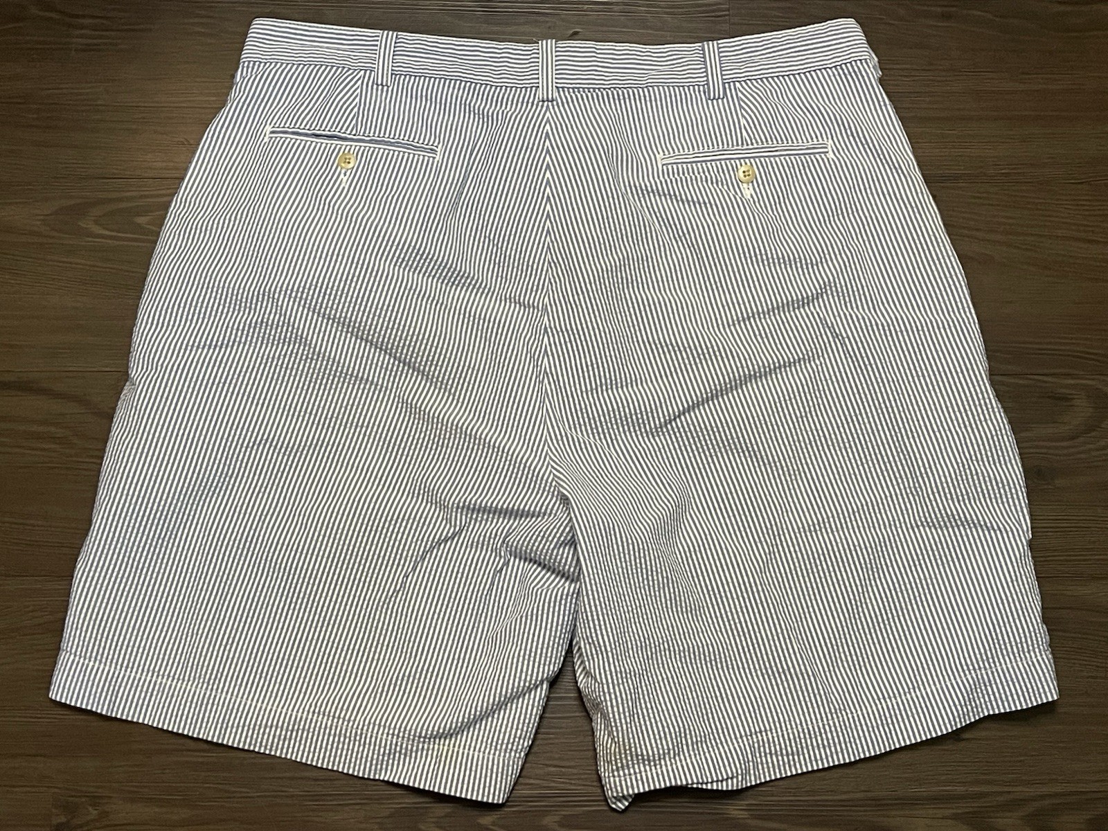 Polo Ralph Lauren Tyler Shorts Size 38 Blue/White Striped Seersucker Cotton thumbnail 4