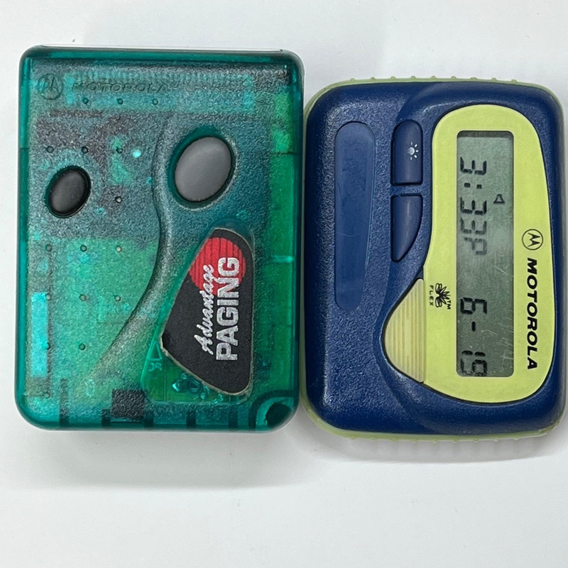Lot 2 Tested Working Pagers Motorola Pronto (Clear Aqua) + Unknown Motorola