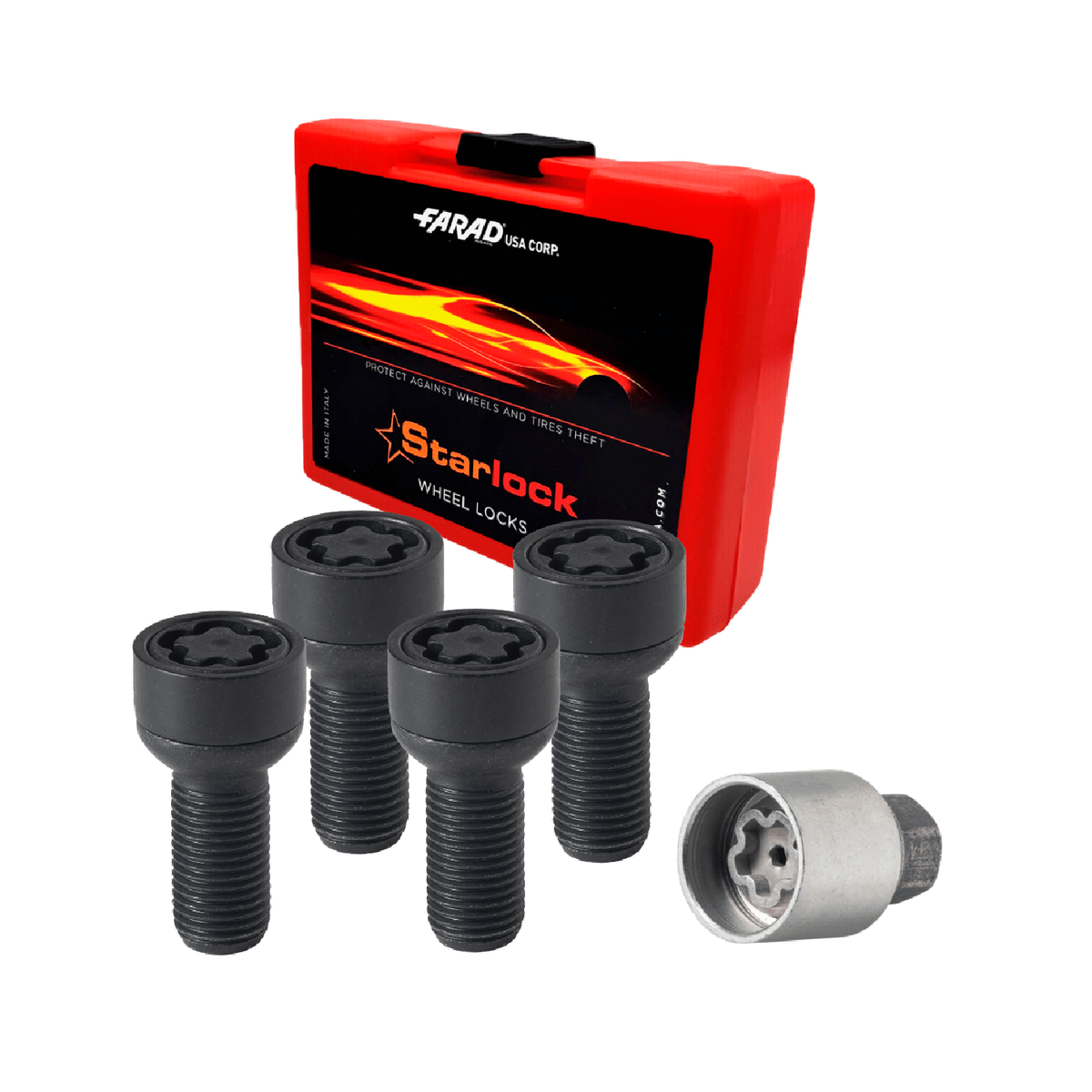 Wheel Lock Kit for Toyota BZ4X / Crown M14X1,25 Bolt Black 4Locks