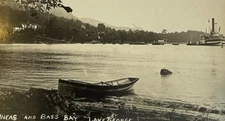 Rppc post Card ￼ Hotel Uncas Bass Bay Lake George, New York Steam Ship