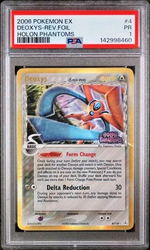 PSA 1 PR 2006 Pokemon EX Holon Phantoms Deoxys Delta Species Reverse Holo 4/110