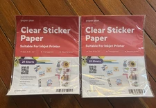 Lot 2 20 Sheet Packs Paper Plan clear sticker paper suitable for inkjet printer