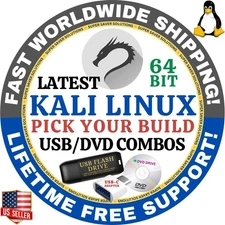 KALI LINUX OS ALL LATEST VERSIONS LIVE, FULL INSTALL DVD, USB 64-BIT MAC PC