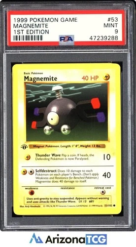 Pokemon 1999 Magnemite 53/102 1st Edition Base Set PSA 9
