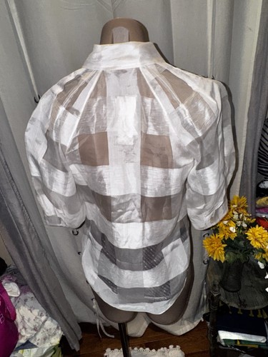 Rebecca Taylor 3/4 Organza Bluse Vanille Luxus Größe 00 Neu mit Etikett $ 350 Einzelhandel - Bild 4 von 15