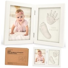 Personalized Baby Hand and Footprint Kit, Quick Dry Clay - Newborn Alpine White