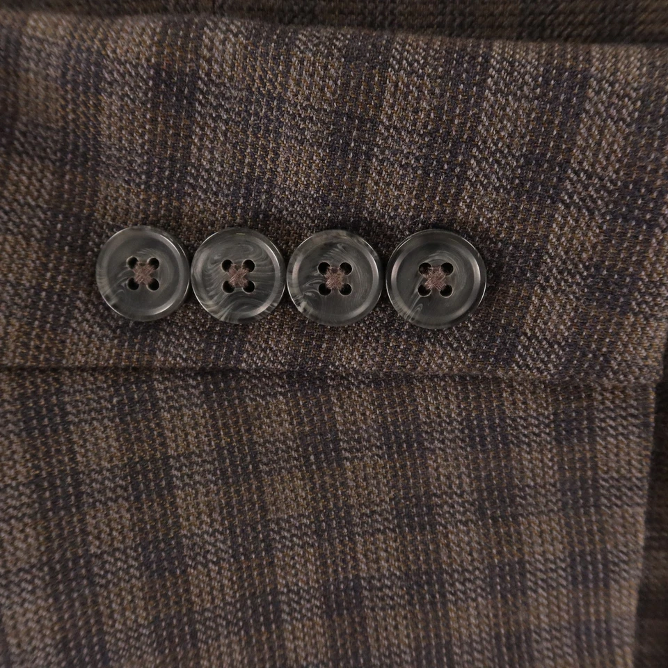 Perry Ellis Jacket M 40R Brown Check Plaid Wool Blend Blazer Sport Coat - Image 4 of 4