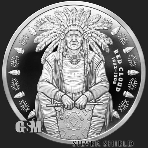 2026 Silver Shield RED CLOUD - 1oz Proof - #2 in the "CHIEFS" Series - Low COAs