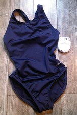 NWT "Dolfin" Sports Back Training SWIMSUIT Solid Navy Woman Sz 30/2