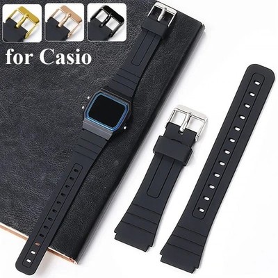 Ersatz Uhrenarmband F-91W, schwarz, Kunststoff, 18 mm.