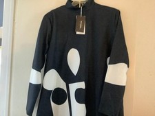 UOOZEE A-LINE LONG SLEEVES BLACK POLKA DOT SPLIT JOINT MOCK NECK DRESS (SZ M)